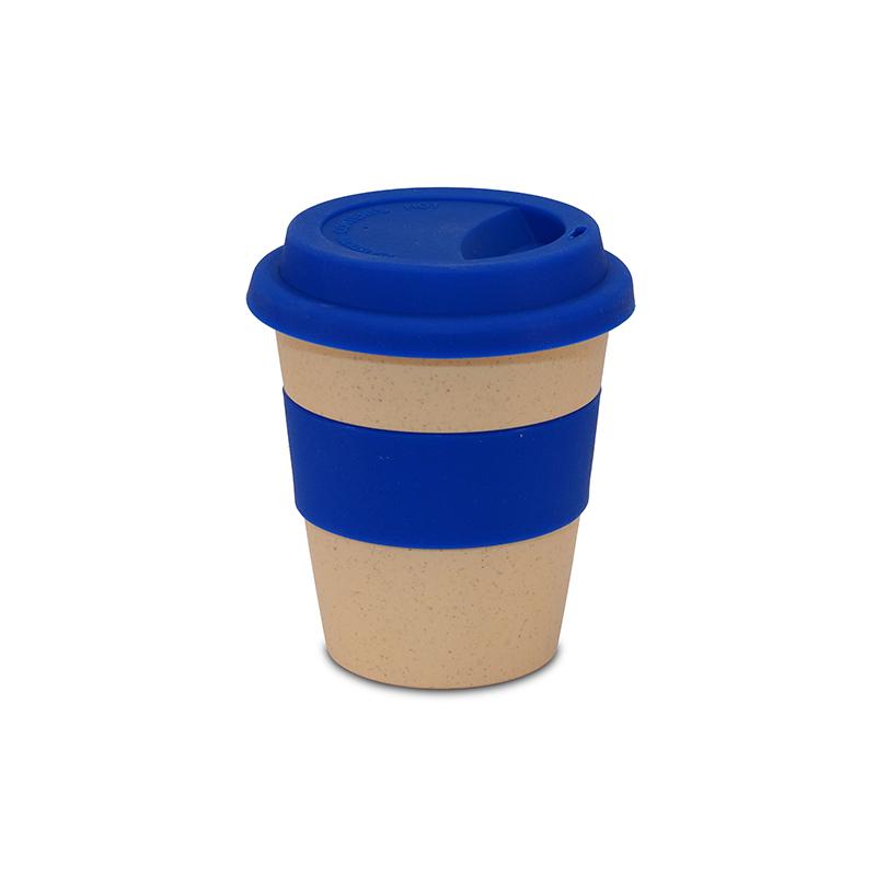 Blue Colour Wheat Straw Cup With Silicon Lid And Bond